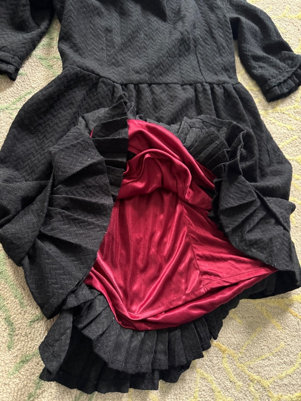 Tulle wool blend witchy Gothic short crimson lined dress m - Picture 5 of 8